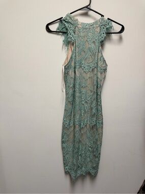 Sleeveless Lace Sheath Dress in Dusty Mint